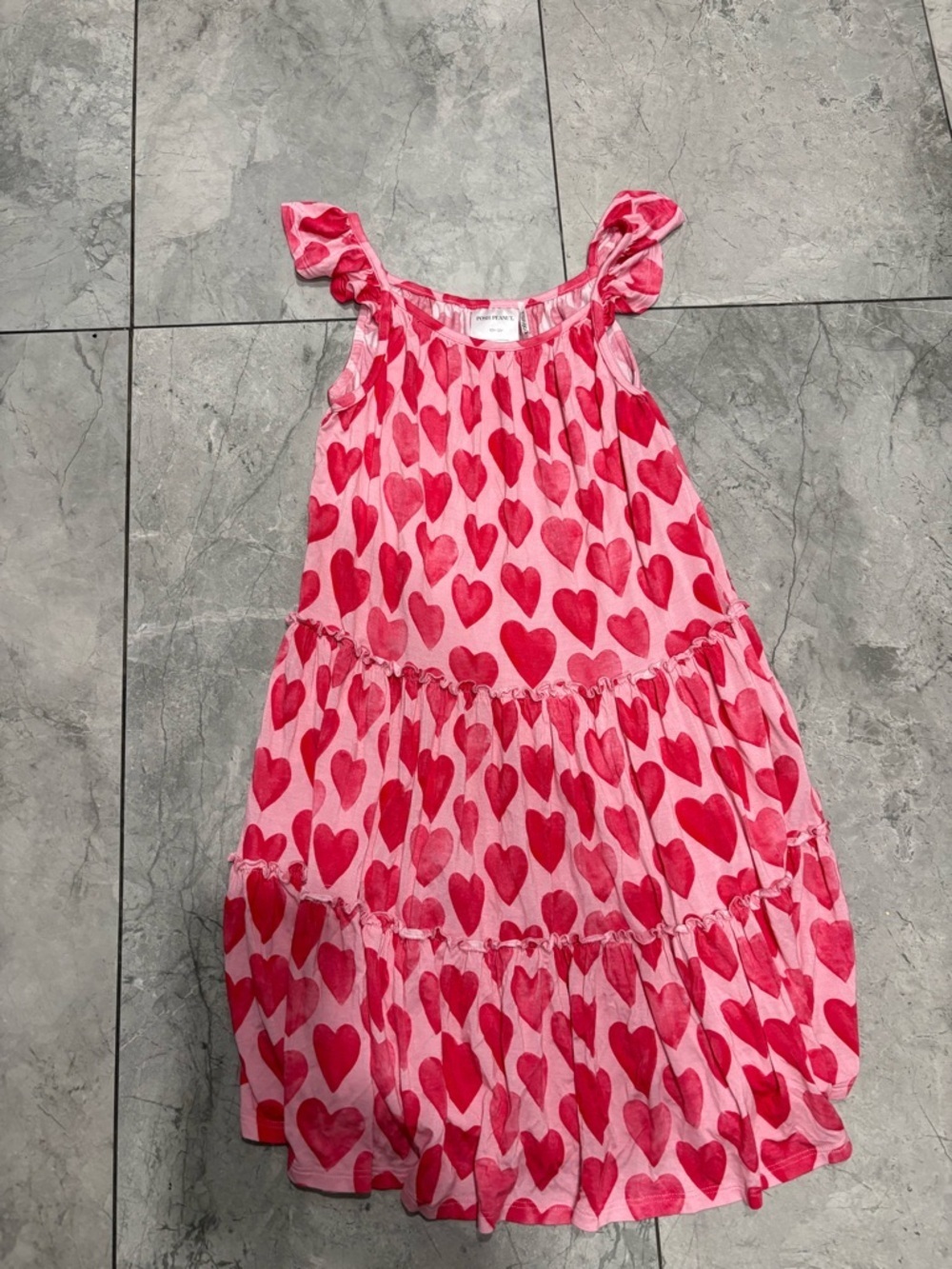 Posh Peanut Pink and Hot Pink Heart Tiered Dress 10-12Y